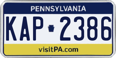 PA license plate KAP2386