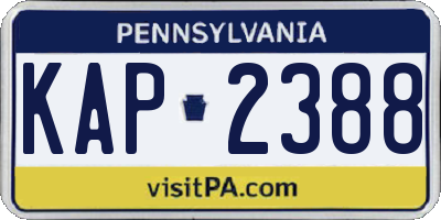 PA license plate KAP2388