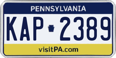 PA license plate KAP2389