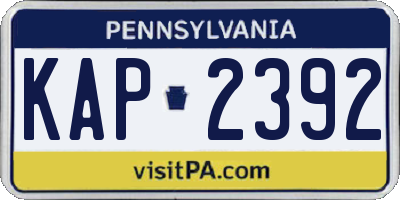 PA license plate KAP2392