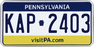 PA license plate KAP2403