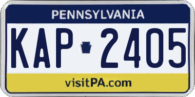 PA license plate KAP2405