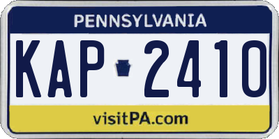 PA license plate KAP2410