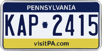 PA license plate KAP2415