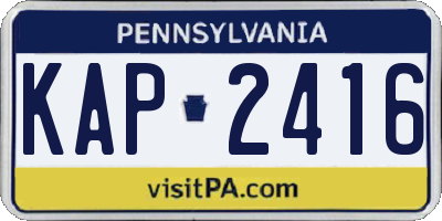 PA license plate KAP2416