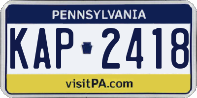 PA license plate KAP2418