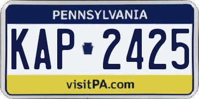 PA license plate KAP2425