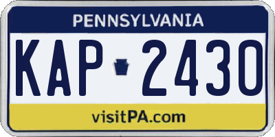 PA license plate KAP2430