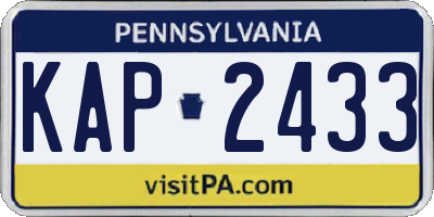 PA license plate KAP2433