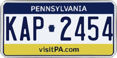 PA license plate KAP2454