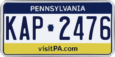 PA license plate KAP2476