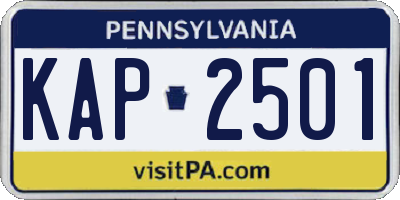 PA license plate KAP2501