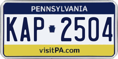 PA license plate KAP2504