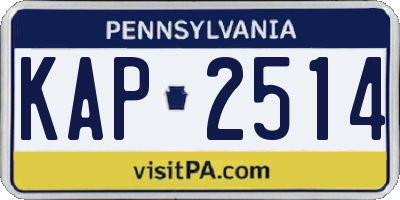 PA license plate KAP2514