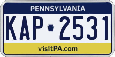 PA license plate KAP2531