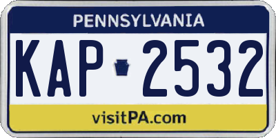 PA license plate KAP2532