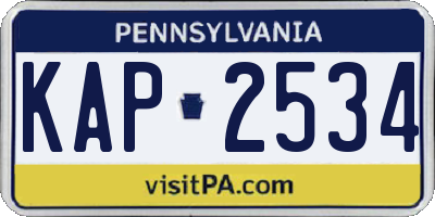 PA license plate KAP2534