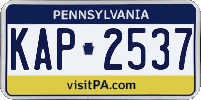 PA license plate KAP2537