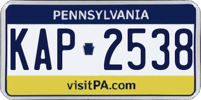 PA license plate KAP2538