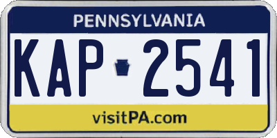 PA license plate KAP2541