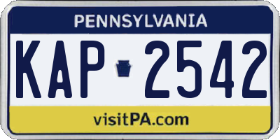 PA license plate KAP2542