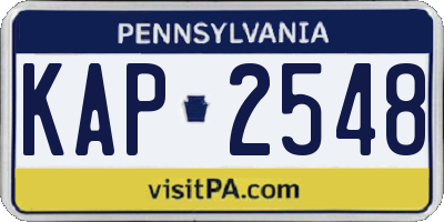 PA license plate KAP2548