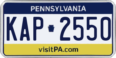 PA license plate KAP2550