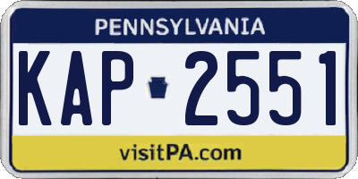 PA license plate KAP2551