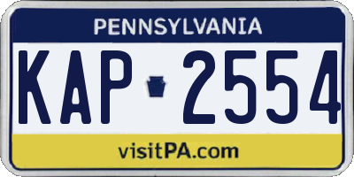 PA license plate KAP2554