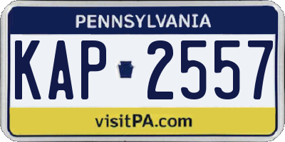 PA license plate KAP2557