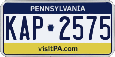 PA license plate KAP2575