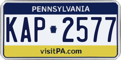PA license plate KAP2577