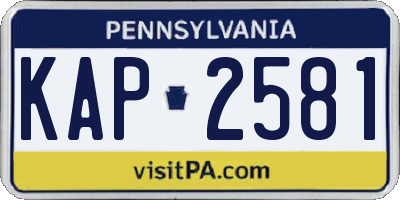 PA license plate KAP2581