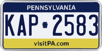PA license plate KAP2583