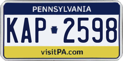 PA license plate KAP2598