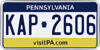PA license plate KAP2606