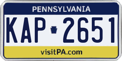 PA license plate KAP2651