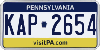 PA license plate KAP2654