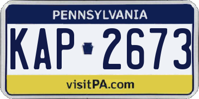 PA license plate KAP2673