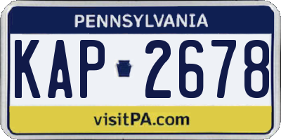 PA license plate KAP2678