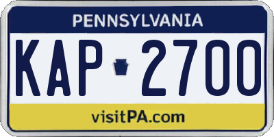 PA license plate KAP2700
