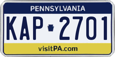 PA license plate KAP2701