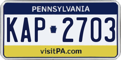 PA license plate KAP2703