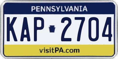 PA license plate KAP2704