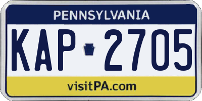 PA license plate KAP2705