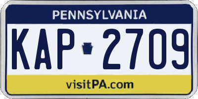 PA license plate KAP2709