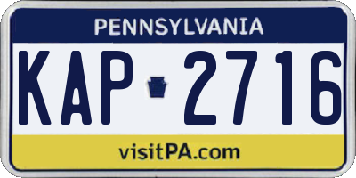 PA license plate KAP2716