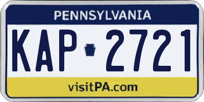 PA license plate KAP2721