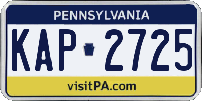 PA license plate KAP2725