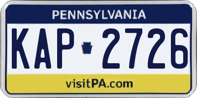 PA license plate KAP2726